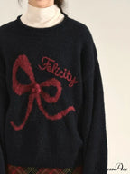 Embroidery Elegant Bow Sweater