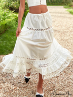 Embroidery White Crop Top Graceful And Midi Skirt Set