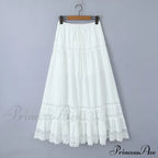 Embroidery White Crop Top Graceful And Midi Skirt Set