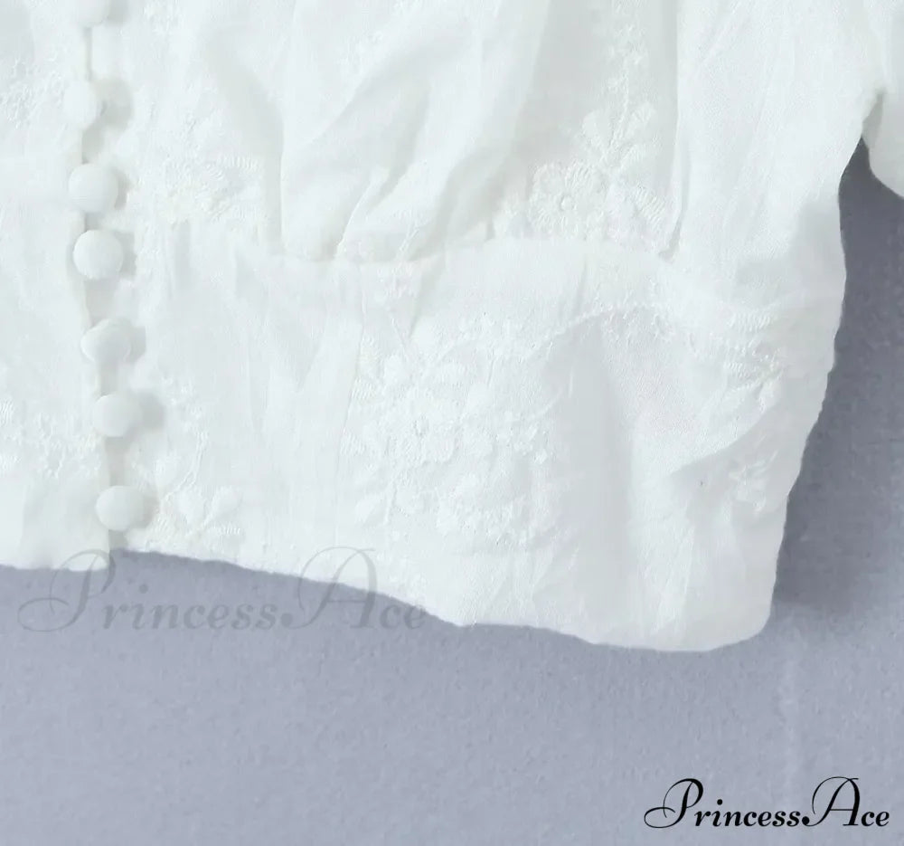 Embroidery White Crop Top Graceful And Midi Skirt Set