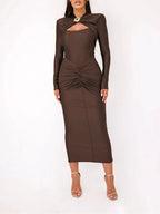 Emerson Hollow Out Long Sleeve Maxi Dress
