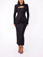 Emerson Hollow Out Long Sleeve Maxi Dress