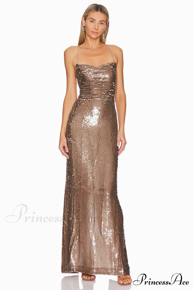 Emilina Sequin Stylish Backless Maxi Dress