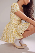 Helga Elevated Floral V Neck Corset Mini Dress Statement Occasion Edit