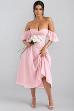 Kinsle Pink Floral Jacquard Midi Dress