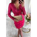 Adalina Chic Patchwork Dress with Fringes & Style Elevated Occasion Wear