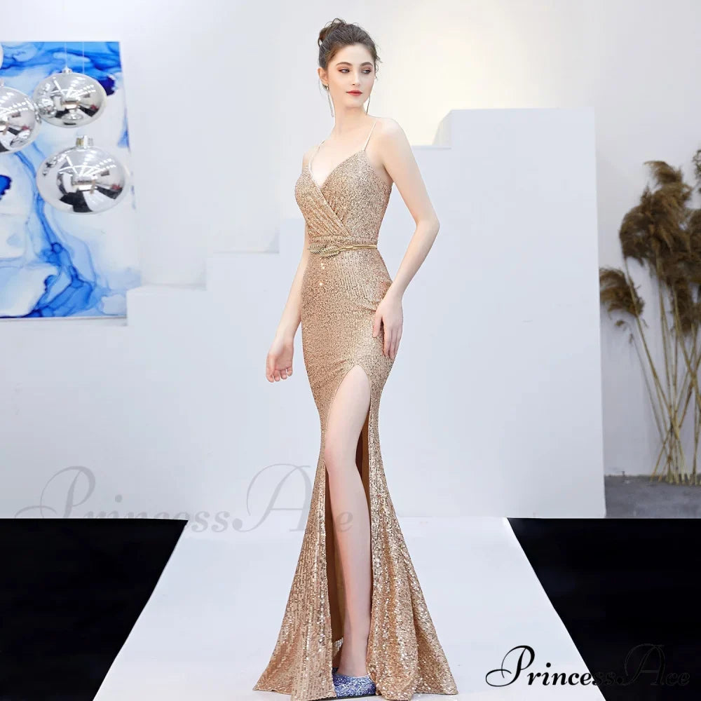 Emma sequined Stylish Formal slit dress