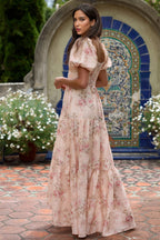 Orlana Printed High Split V-Neck Maxi Dress