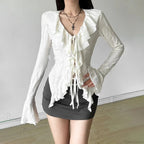 Enchantedcore Frilled Plunging-neck Blouse