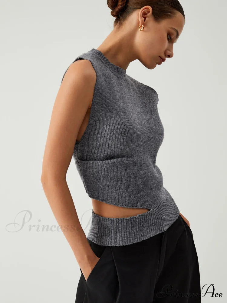 Enlighten Me Graceful Cutout Sweater Vest