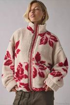 Ethnic Fleece Stand Collar Zipper Coat