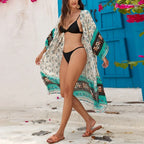 Ethnic Floral Loose Rayon Kaftan Boho Cover up