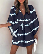 European Fashion Print V-neck Vacation Dress