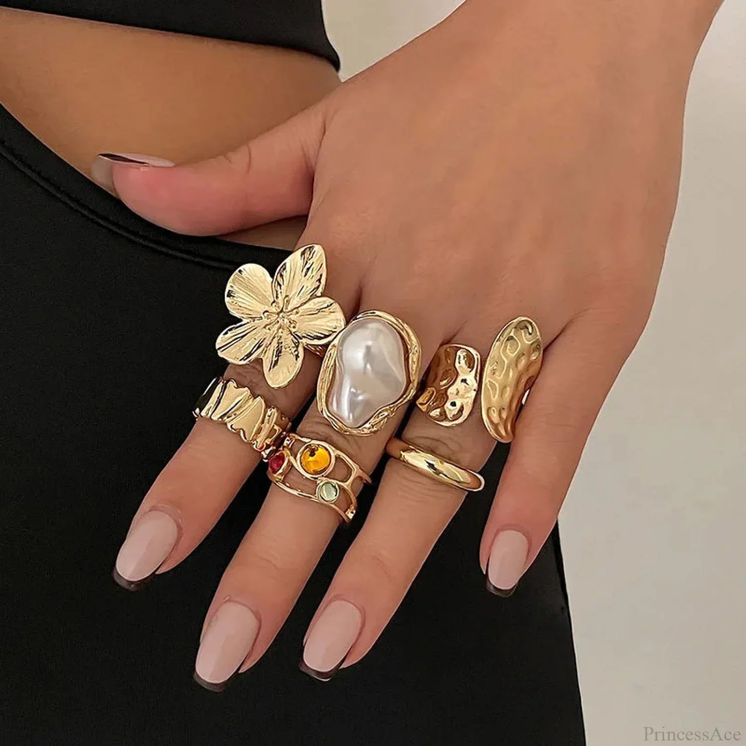 European Ornate Pearl Medieval Ring