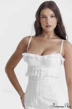 Eve White Stylish Broderie Maxi Dress