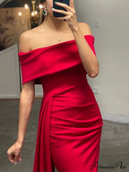 Evening Side Party Shoulder Stretch - with Off Night Gown Trains White