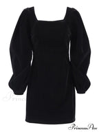 Evening Velvet Square Collar Party Dresses