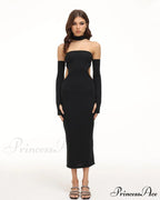 Eventide Horizon Tube Charming Halter Dress with Gloves