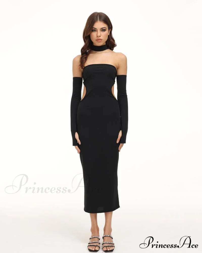 Eventide Horizon Tube Charming Halter Dress with Gloves