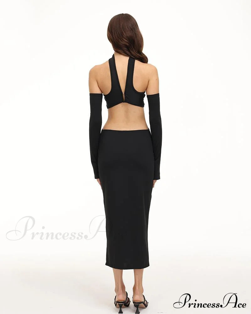 Eventide Horizon Tube Charming Halter Dress with Gloves