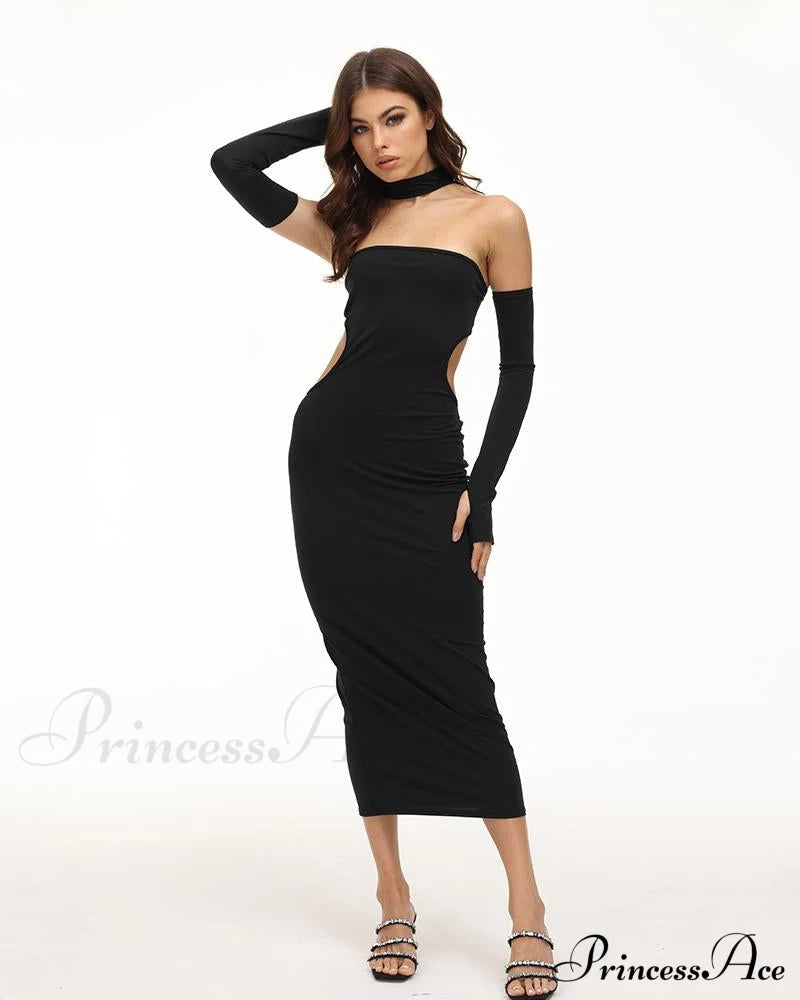 Eventide Horizon Tube Charming Halter Dress with Gloves