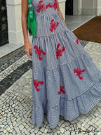 Exquisite Embroidered Holiday Charming Camisole Midi Dress