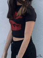 Eye Look Graphic Trendy Crop Tank Top