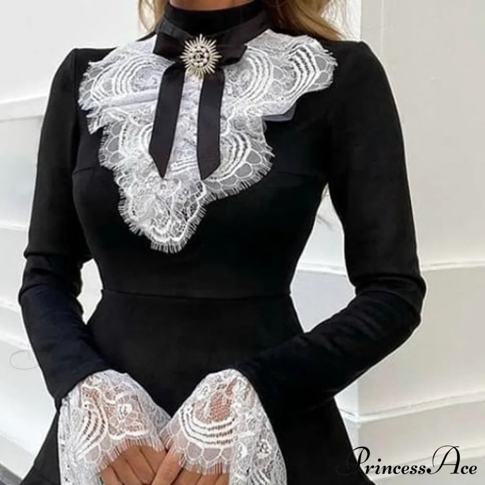 Eyelash Fashion Gown Ruffles Elegant Women's Lace - Arm Bell Party Trend
