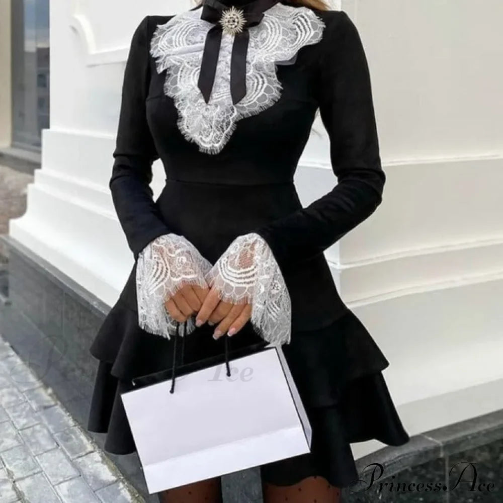 Eyelash Fashion Gown Ruffles Elegant Women's Lace - Arm Bell Party Trend
