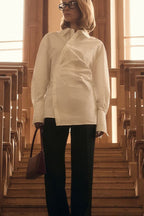 Collared Asymmetrical Button Blouse