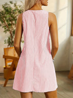 Emelina Striped Sleeveless Dress for Women Elegant Evening Look