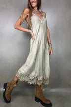 Retro knitted slit two-piece long skirt