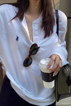 Vintage Logo Henley Long Sleeve Top