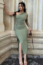 Split Backless Midi Dress