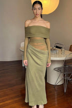 Cutenew Mesh Ruched Maxi Dress