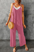 Casual Spaghetti Straps Wide Leg Pocketed Jumpsuits