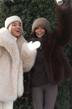 Faux Fox Fur Puffy Collar Coat