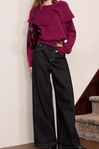 Oversized Collared Pullover Sweater