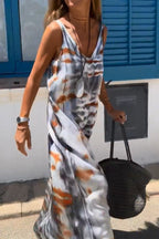 Tie Dye Printing Sleeveless Dress