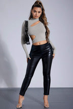 Bodycon Mock Neck Long Sleeve Crop Top