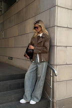 Vintage Brown Casual Suede Jacket