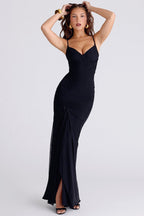 Elegant Asymmetric Slit Birthday Dress