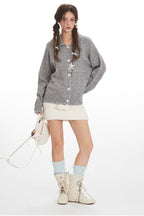 Vintage Collared Open Front Knit Top