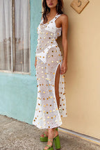 Stylish Sequin Crochet Maxi Cover Up Dress