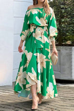 Long sleeve slant collar loose dress