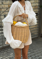Isara - Ruffled Chiffon Blouse with Lace-Up Neckline