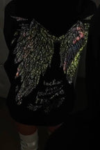 Women's Hooded Leopard Print Casual Top with Rhinestones