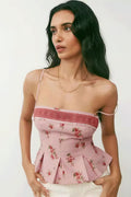 Pure Desire Floral Print Ruffled Cami Top
