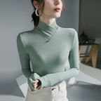 Stand-up Collar Long-sleeved Stretch T-shirt