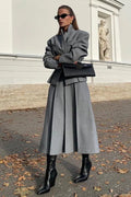 Fitted Cropped Blazer Long A Line Skirt Set